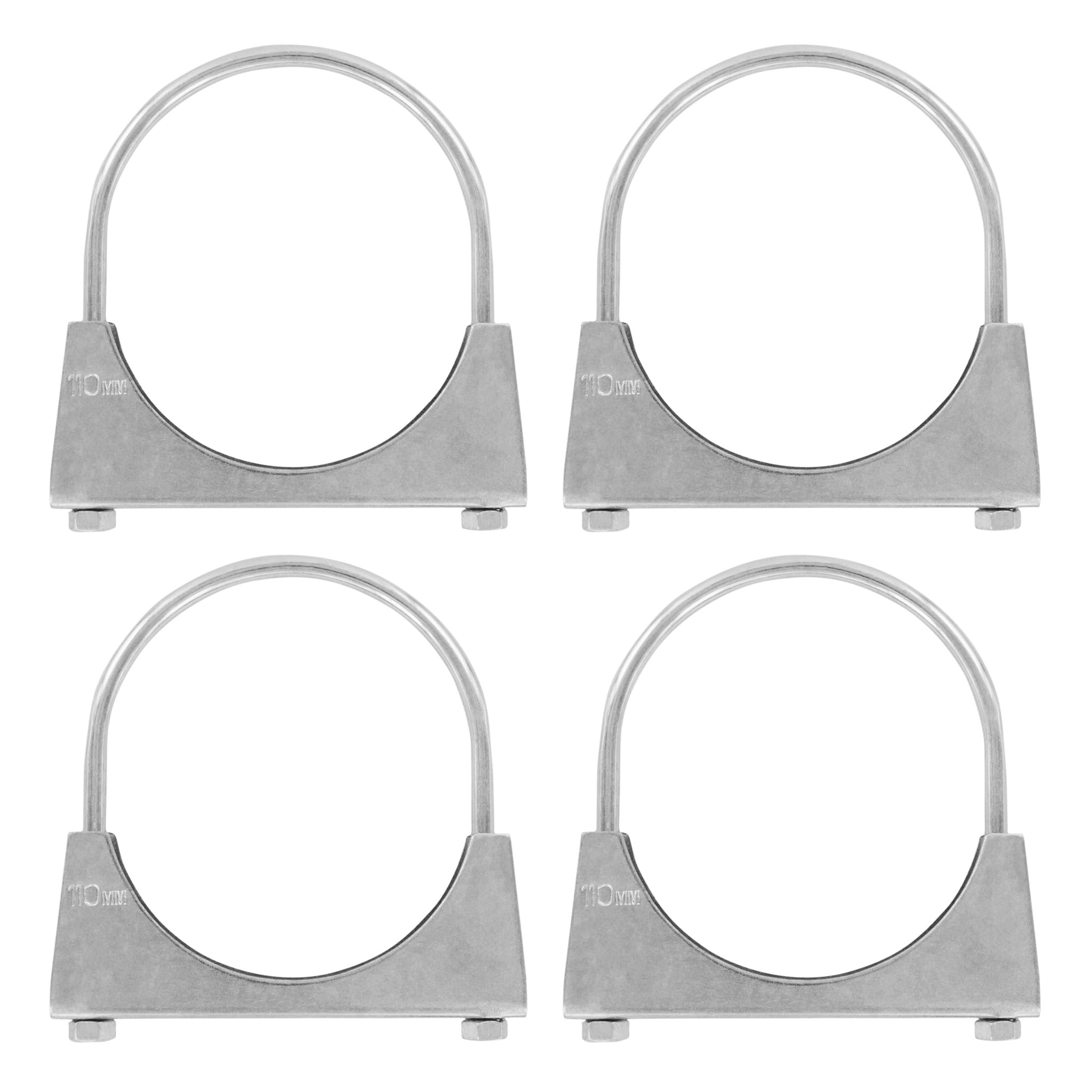 4er Set U Bügel Rohrschellen M8 x 110mm extrem belastbare Montageschellen aus verzinktem Stahl (4 Stk. M8 x 110 mm)