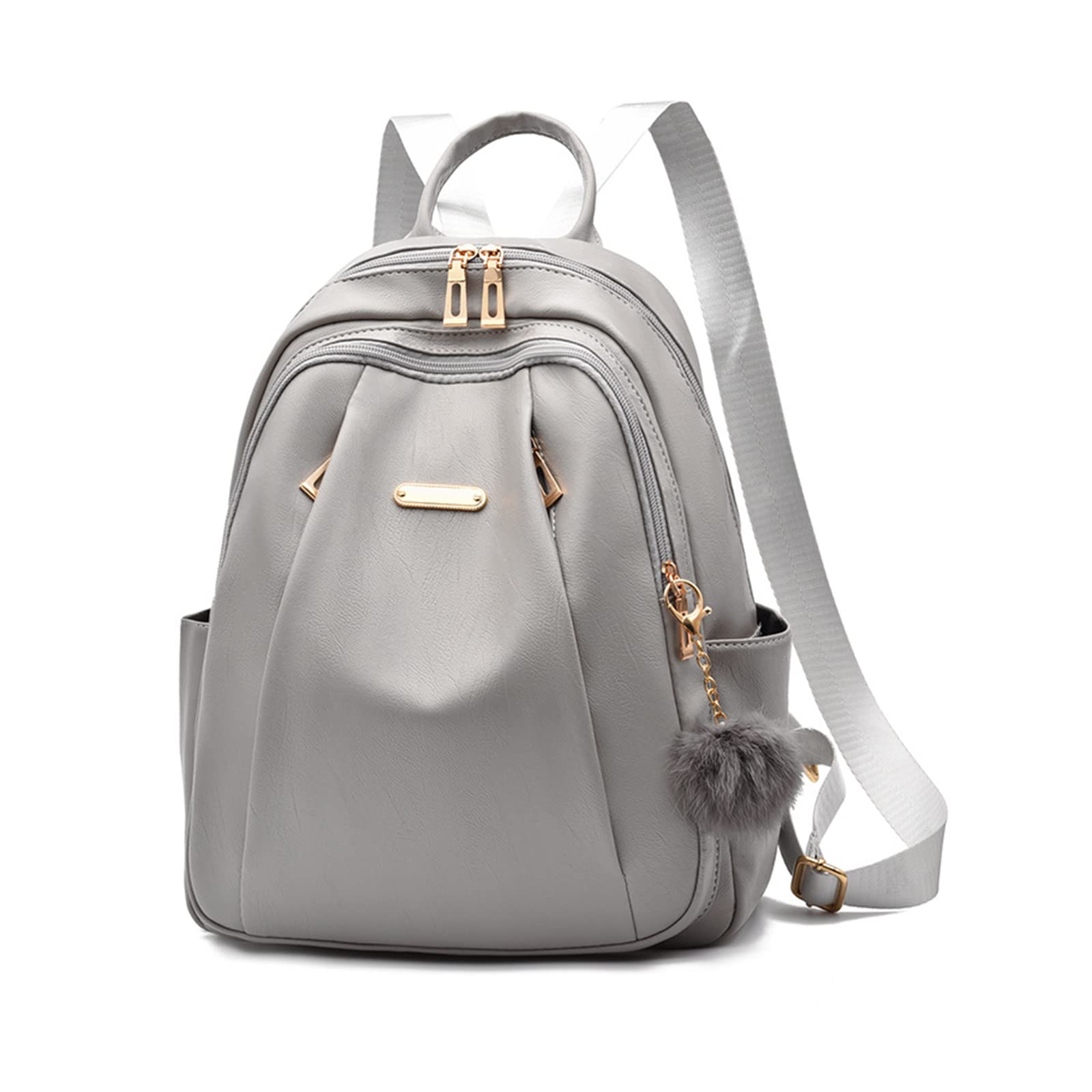 NICOLE & DORIS Rucksack Frauen Modern Rucksack Damen Groß Anti Diebstahl Rucksäcke PU Leder Wasserdichter Schulrucksack Cityrucksack Daypack für Reisen Freizeit Arbeit Grau