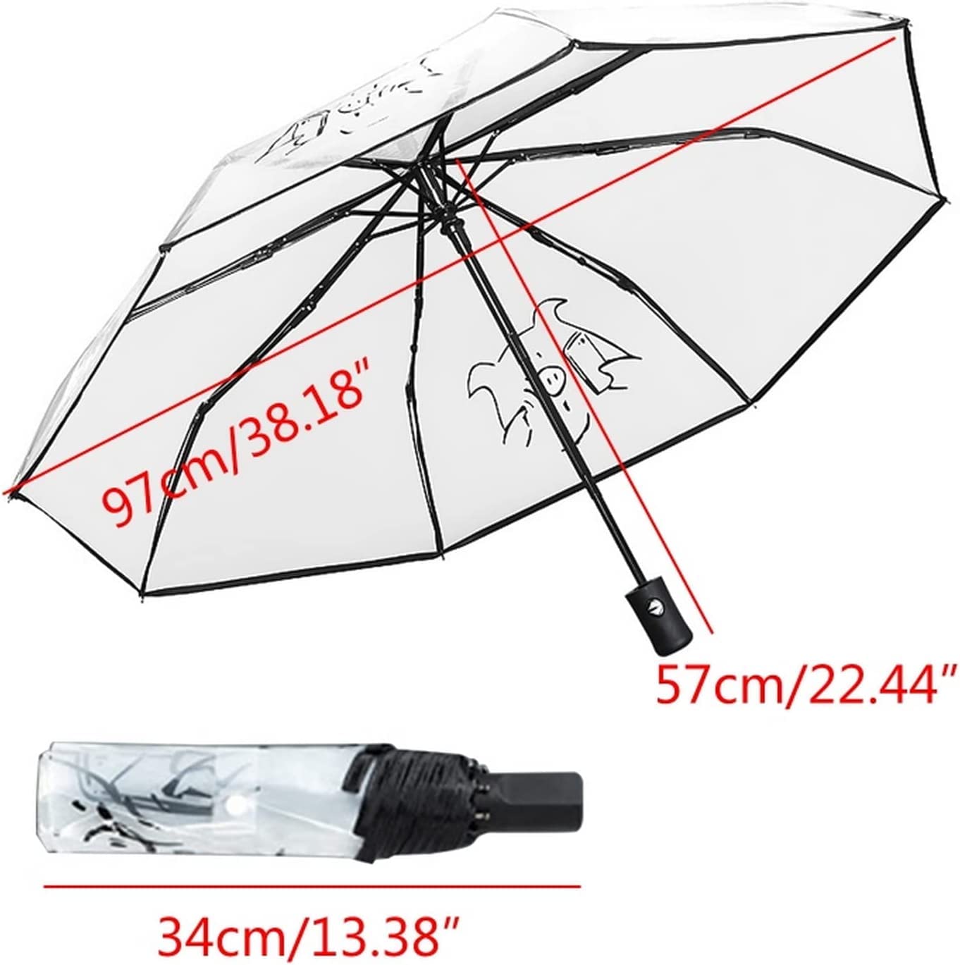 Parapluies, Parapluie Pliant Compact de Voyage, Mini Parapluie, Dessin animé for Enfants, Transparent, Anti-Vent, entièrement Automatique, for la Plage