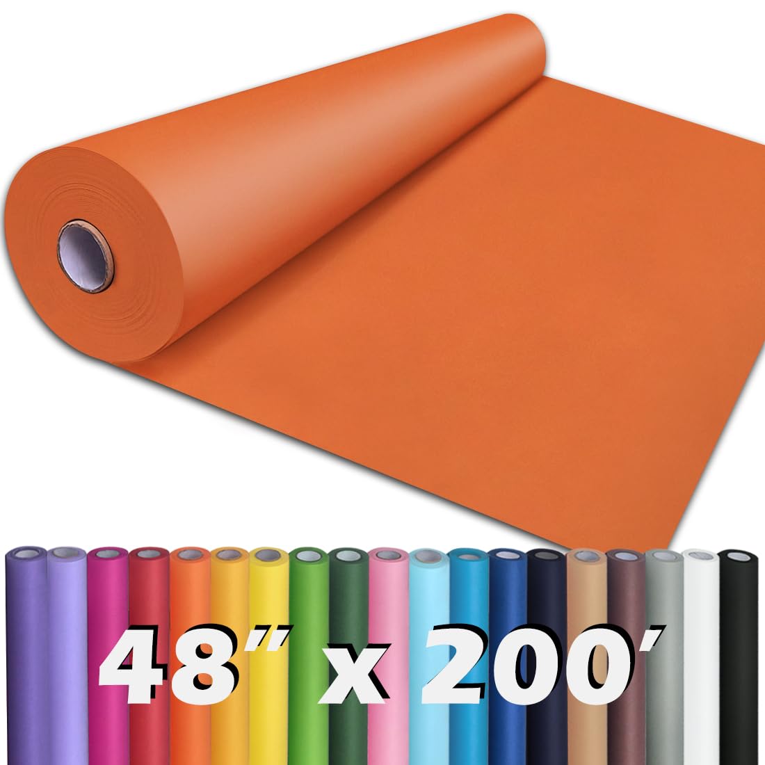 PerkHomy 48" x 2,400" (200') OrangeRed Kraft Paper Roll for Craft Bulletin Board Paper Art Table Covering Crafting Gift Wrapping Bouquet Packing Parcel 80GSM 55LB (OrangeRed, 48" x 200')