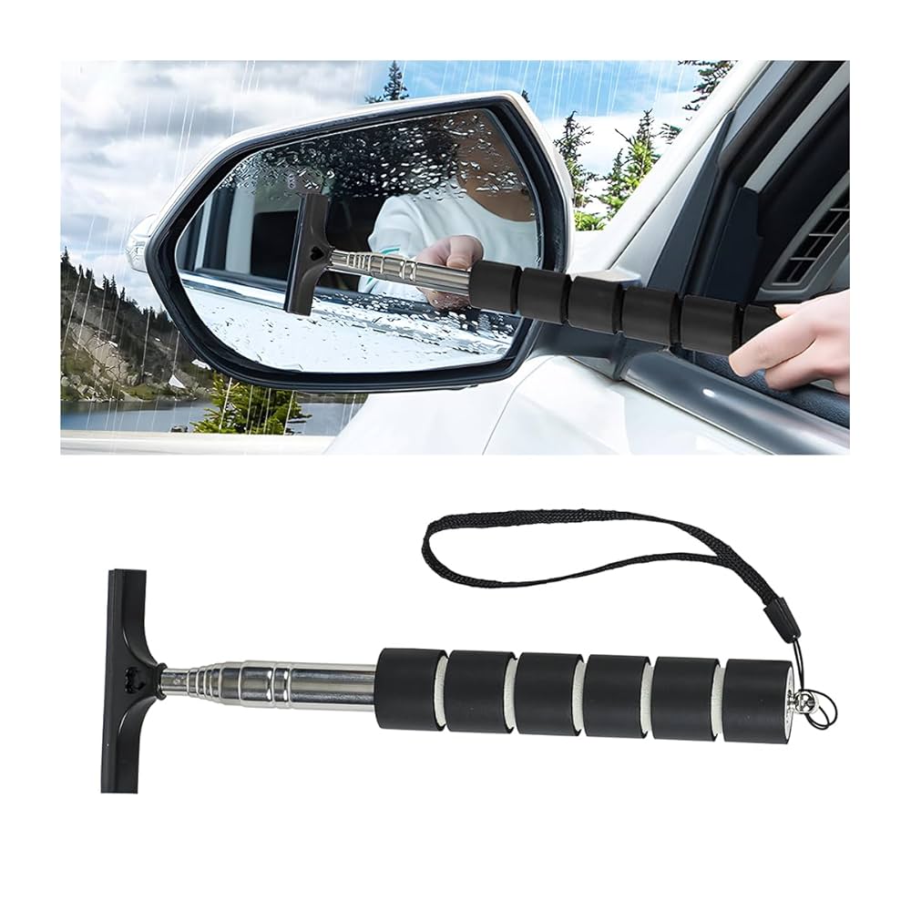 Extendable Car Rearview Mirror Wiper Telescopic Car Mirror Wiper Long Handle Car Cleaning Tool Rearview Mirror Glass Defogger