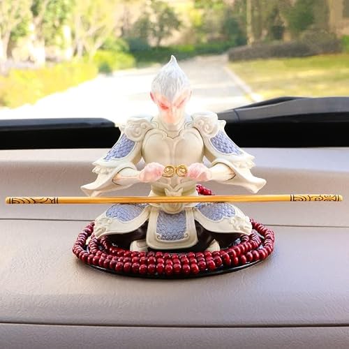 Yuzdnm #2 Decoration Art Statue Sculpture - Monkey King Statue, Resin Sun Wukong Figure, Journey To The West Buddha Statue With Buddha Beads, Home Car Decor, Collectible Gifts(#2)