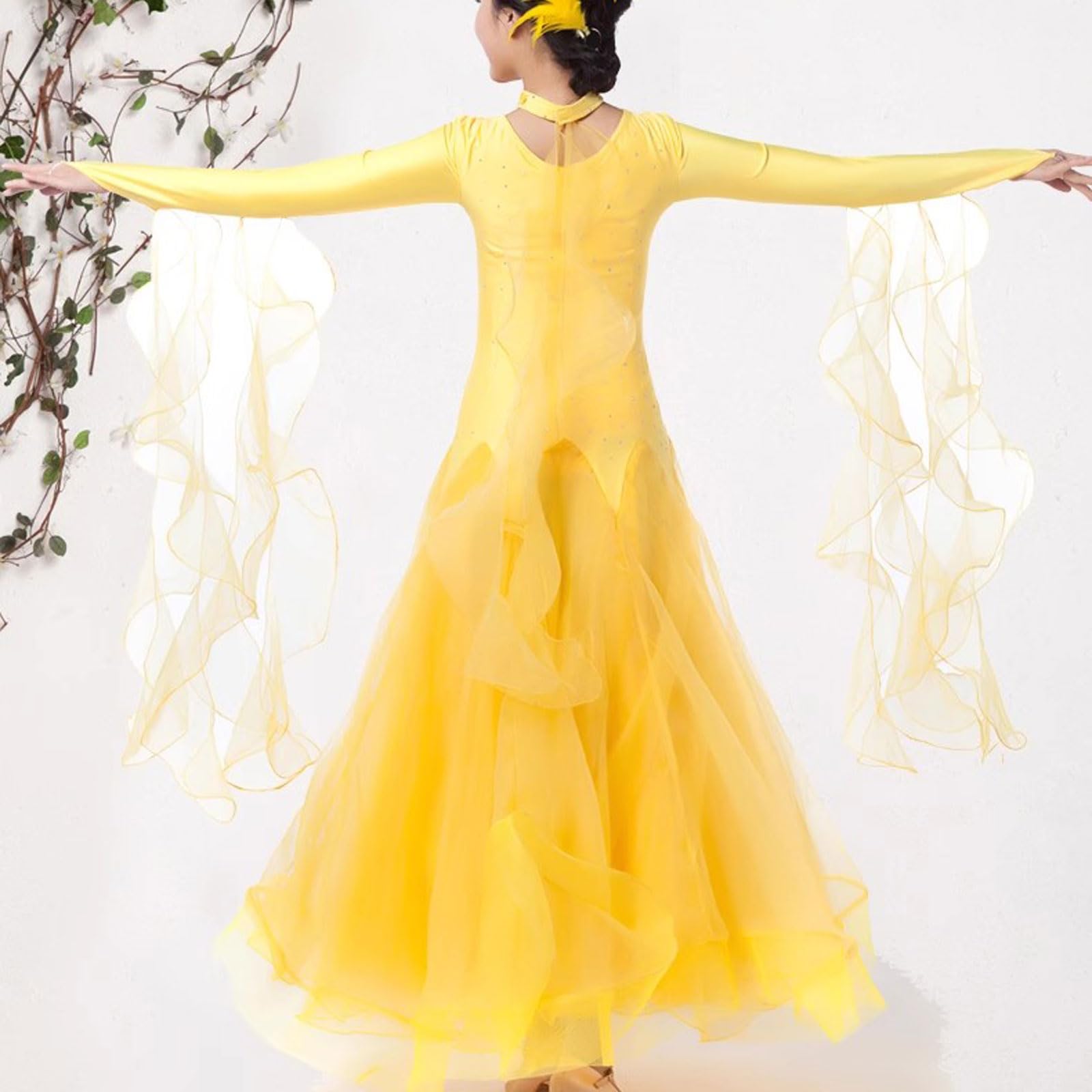 Vestidos de Salón de Baile Brillante para Mujeres Ropa de Baile de Salsa de Flamenco Exquisito Trajes de Baile Vals Tango Vestido de Fiesta de Flamenco con Diamantes