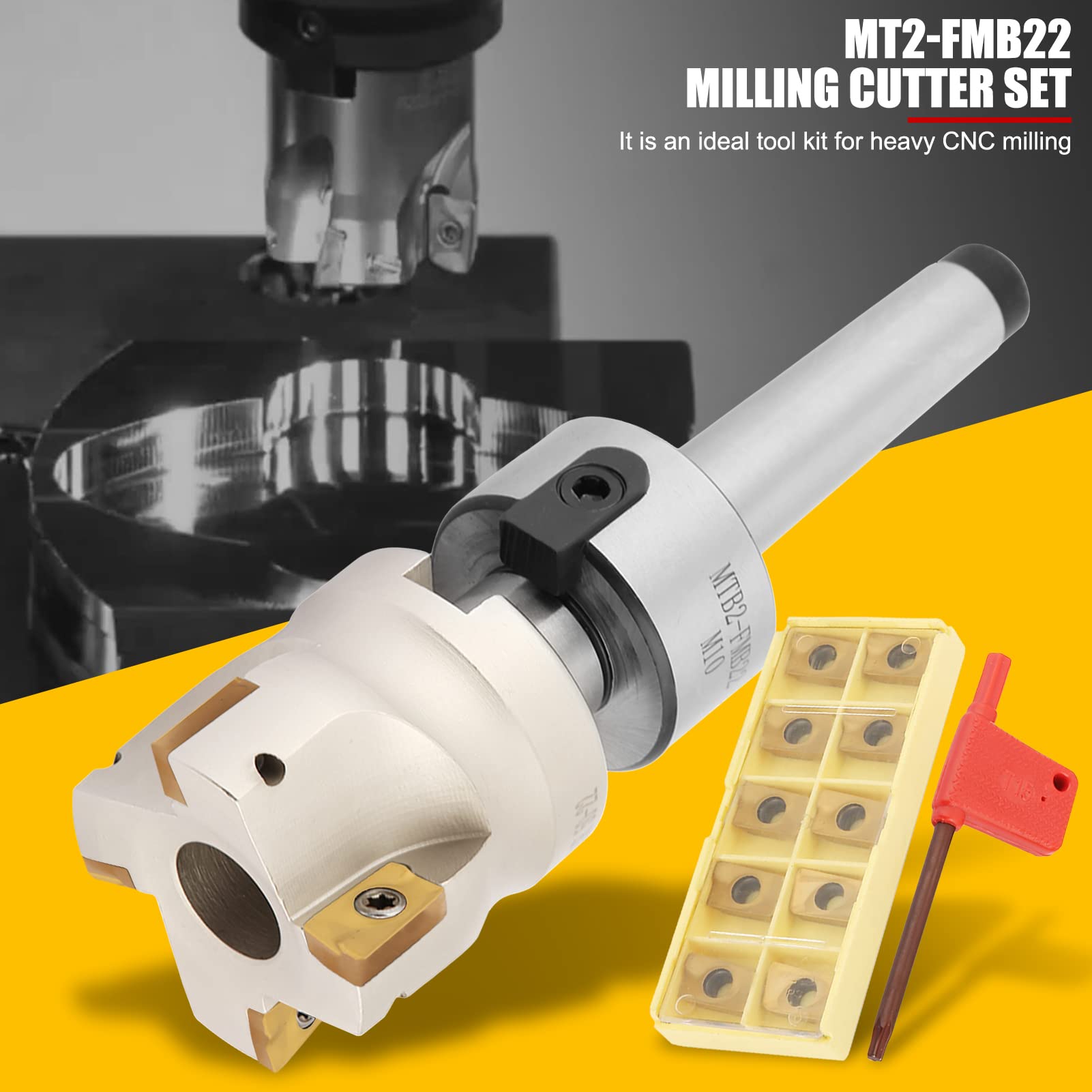 soporte de molino de extremo de 90 °, cortador de fresado facial Indexable de 3 pulgadas, Kit de 10 insertos de carburo, para fresado, perforación, ranurado y perfilado, para metalurgia CNC
