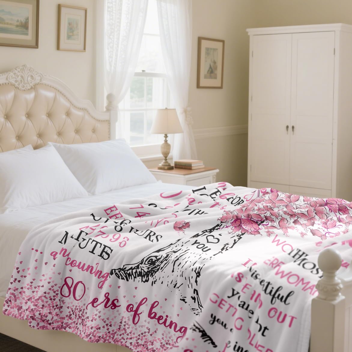 XALAZY 80th Birthday Gifts for Women Blanket 60"X50", 80th Birthday Decorations for Women, Best 80 Year Old Woman Birthday Gifts, 1945 Woman Present, Happy 80 Bday Present for Female Throw