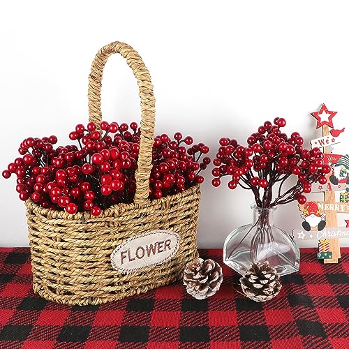 Fangoo 48 Pack Artificial Red Berry Stems,18cm Burgundy Red Berry Picks Holly Berries Branches for Christmas Tree Decorations Crafts Wedding Holiday Season Winter Home Decor - Image 2
