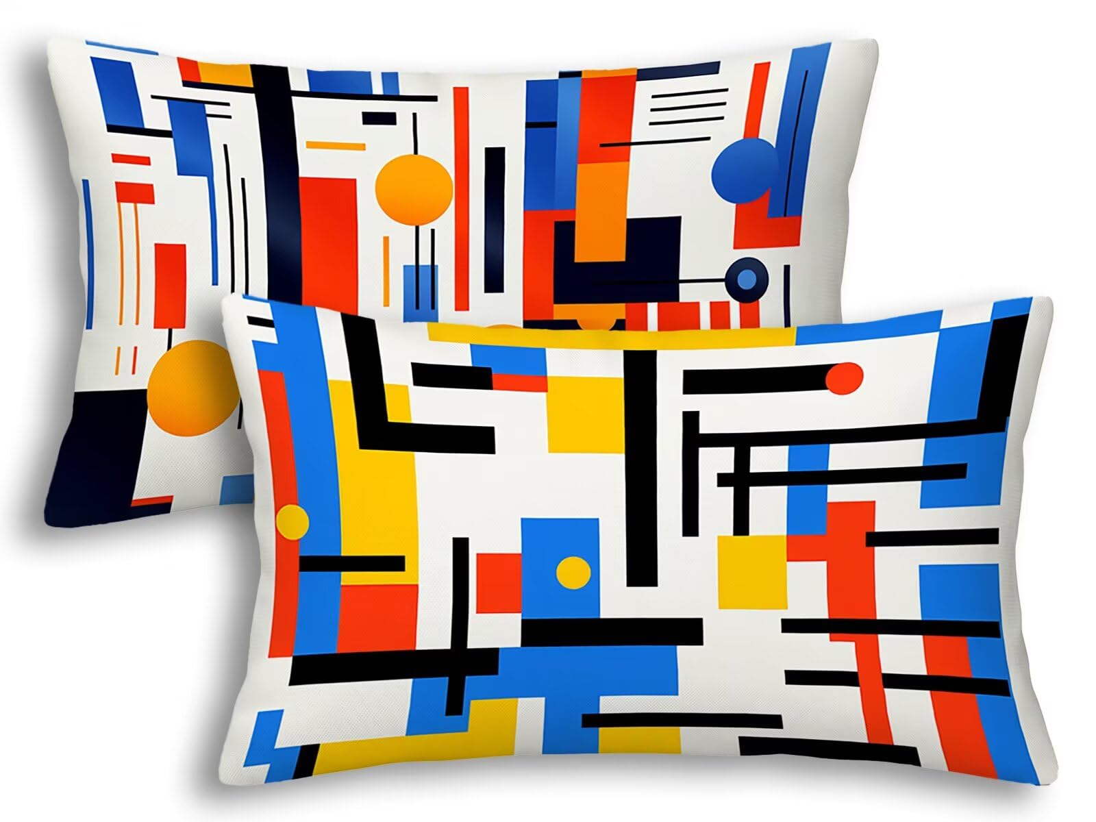 Housse de coussin géométrique impression recto verso lot de 2 taies rectangulaires