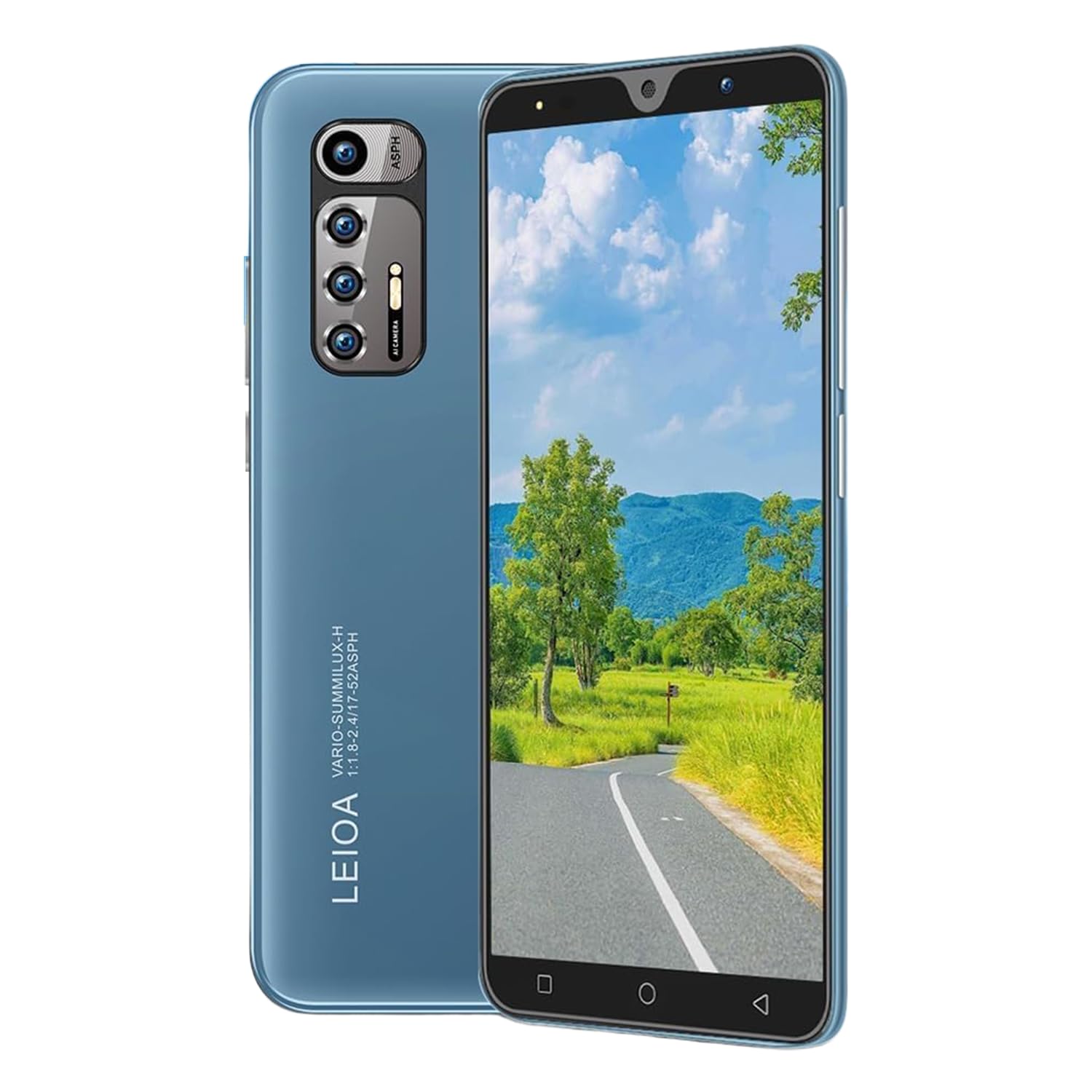 Smartphones Bon marché, 5,0 Pouces, Double Carte Double Caméra, Quad Core, ROM 16GB 【Extensible à 128GB】, Support GPS/WiFi/Bluetooth/FM, Téléphone déverrouillé par Le visag (N10Plus-Blue)