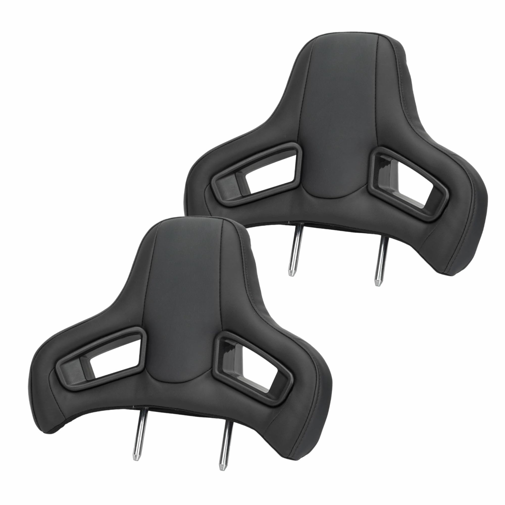 Reposacabezas Deportivo para Coche - Asiento de Coche Ddeportivo - Pareja de Reposacabezas de Cuero Sintético - Cabezal Negro Universal para Coche Deportivo