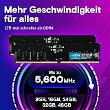 Crucial RAM DDR5 16Go 4800MHz, PC Mémoire, CL40 - CT16G48C40U5 - 3