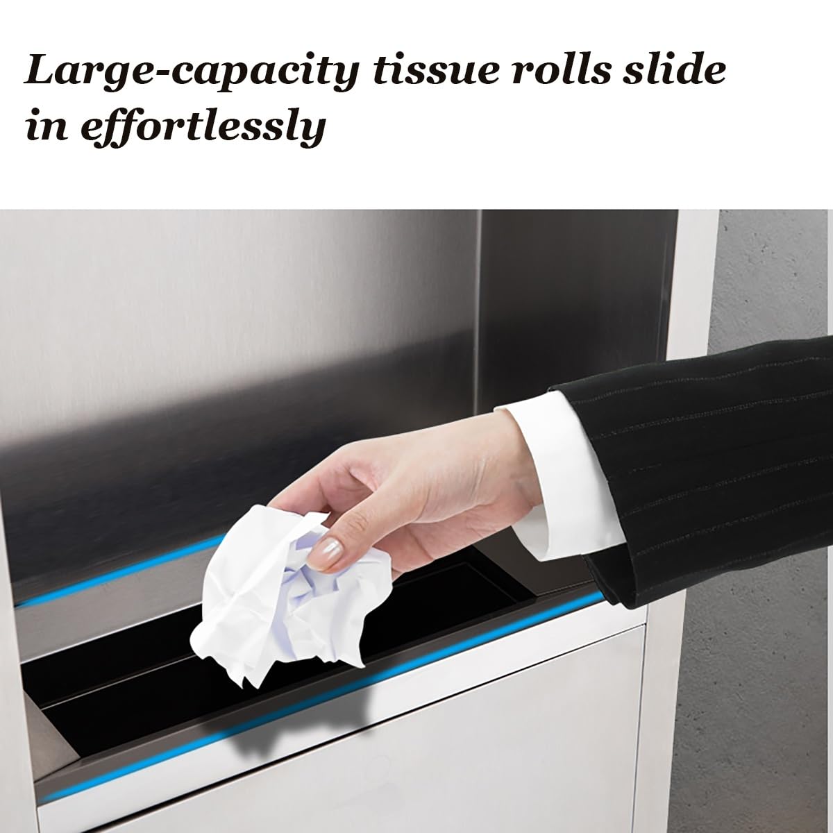 Dispenser di asciugamani di carta da incasso con bidone della spazzatura, in acciaio inox, per cucina, ristoranti, uffici e uso domestico