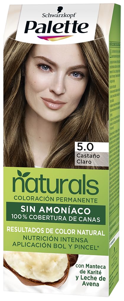 Schwarzkopf Palette Naturals Color Creme - Tono 5 cabello Castaño Claro - Coloración Permanente – Óptima cobertura de canas – Colores naturales
