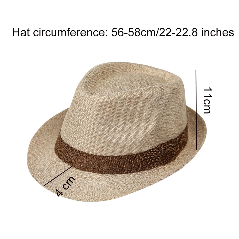 Cappello Fedora in paglia classico Panama Trilby estivo cappello da sole con tesa corta per uomo leggero traspirante per viaggi abbigliamento casual