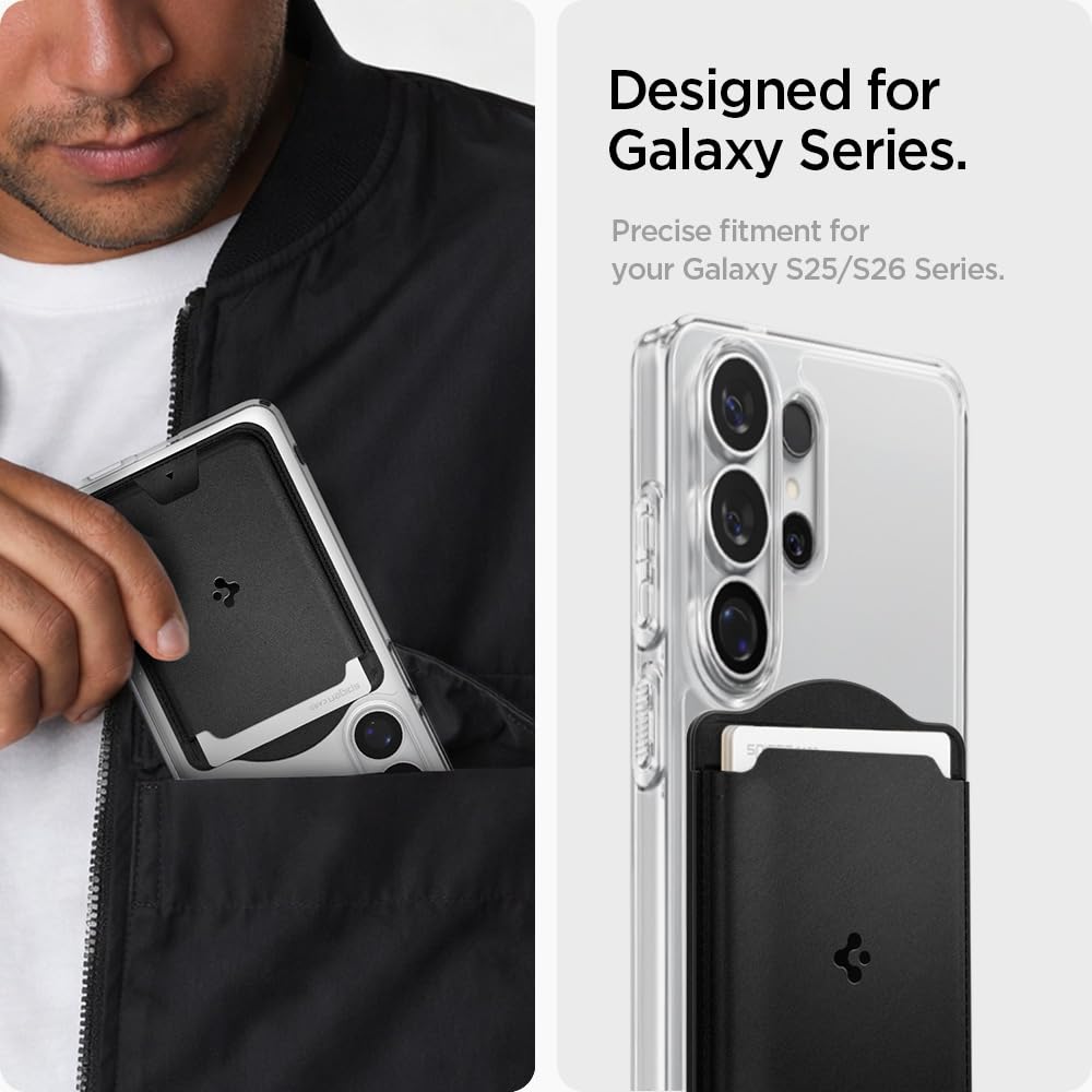 Spigen Valentinus MagFit Portafoglio Magnetico Compatibile con Samsung Galaxy S26 & S25 Serie, S25 Edge e Z Fold 7 - Nero