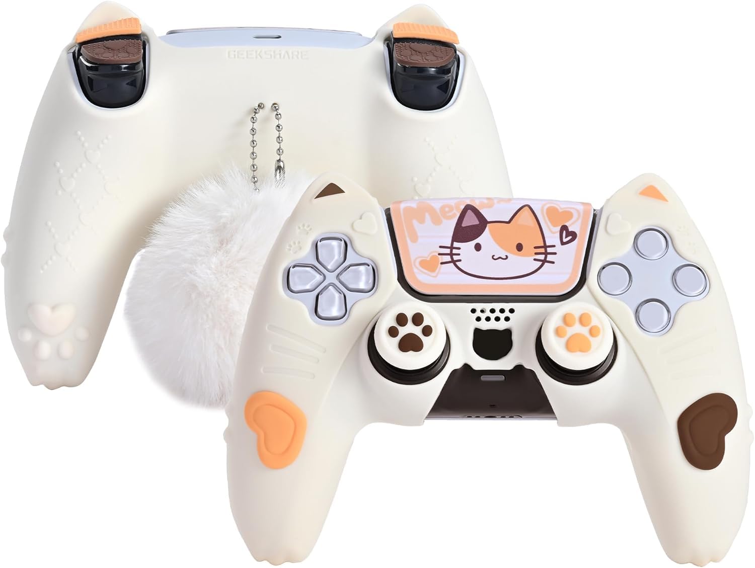 GeekShare Coque de Protection en Silicone Souple pour Manette de PS5 sans Fil avec 2 Capuchons pour Les Pouces et 1 Autocollant