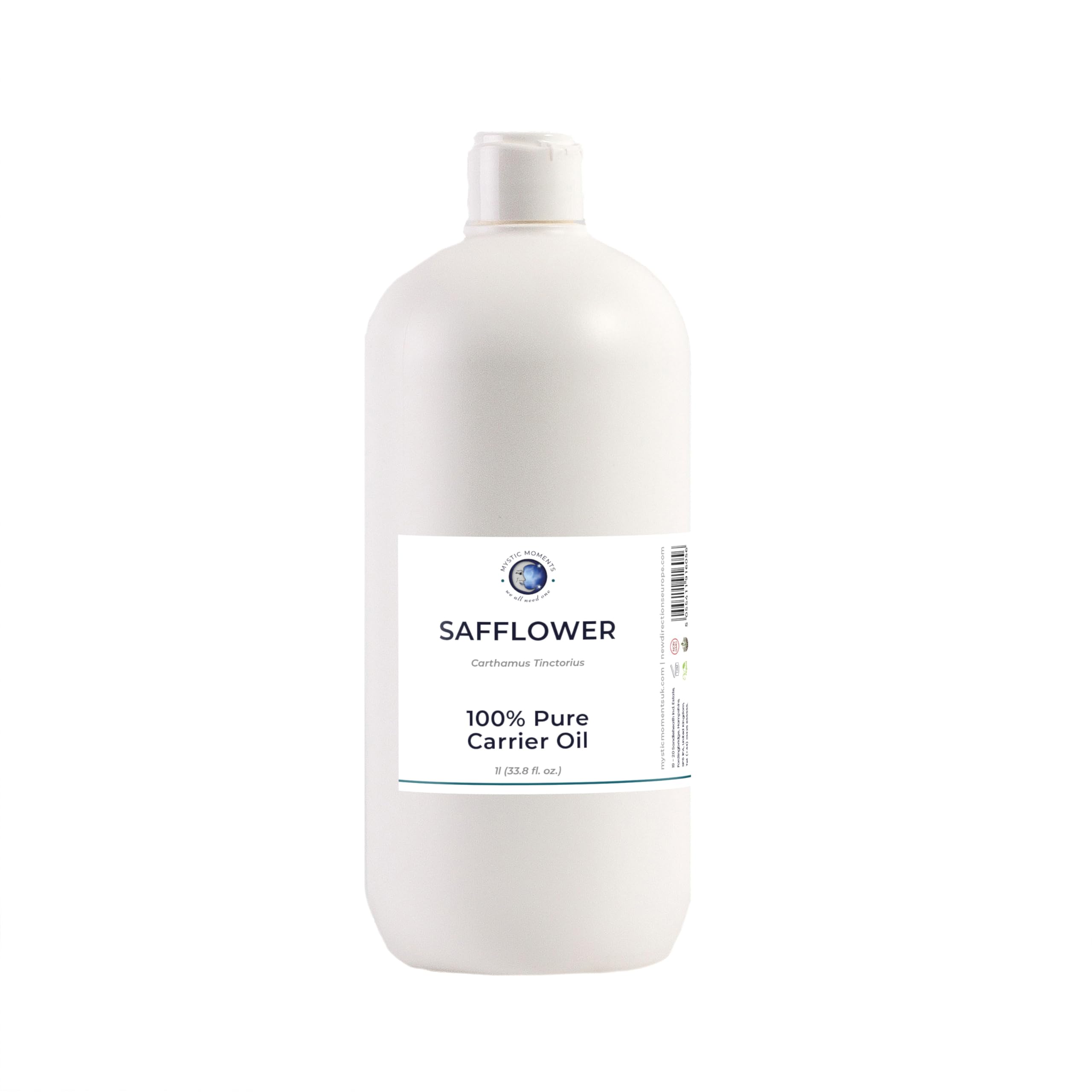 Mystic Moments| Safflower Carrier Oil 1 Litre | Carthamus Tinctorius | Lightweight Moisturising Oil for Skin & Hair | Ideal for Skincare, Massage & Cosmetic Use | Smooth Conditioning