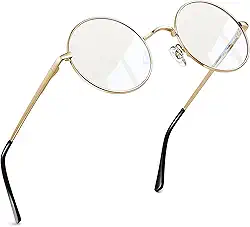 Joopin Óculos Anti Luz Azul Redondo Masculino Feminino Armação de Metal Circular Bloqueio de Luz Azul para Computador Gamer Jogos Tevê