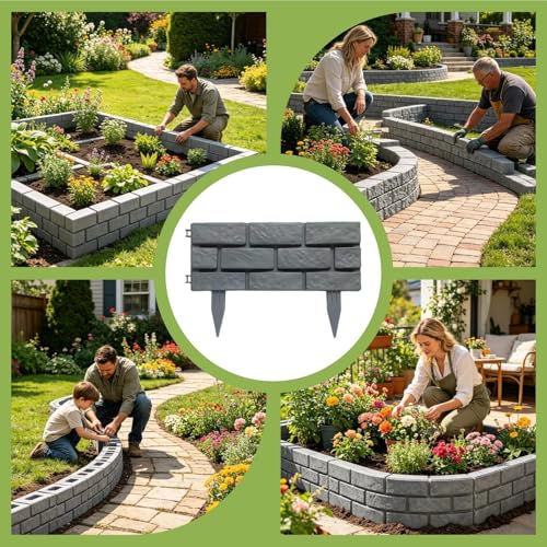 Clôture pour jardin résistant aux intempéries avec modules DIY effet pierre