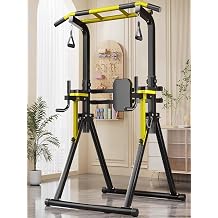 Power Tower Pull Up Bar Station, Multifunctional Fitness Strength Training Exercise Equipment, 10 Levels Height Adjustment 190-230CM, Pull Up Rack Dip Station, Heavy Duty Steel Frame