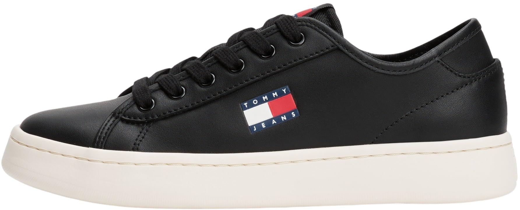 Tommy Hilfiger Women's Black Sneakers, 4 Uk, Leather Sneaker