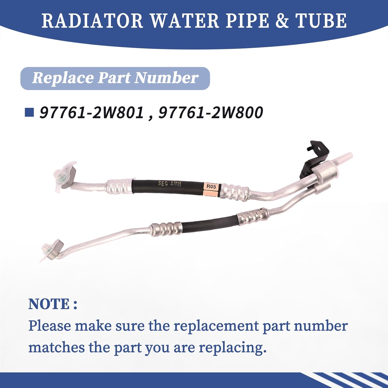 Radiator Water Pipe & Tube A/C Refrigerant Discharge Hose 97761-2W801 Compatible with Hyundai Santa Fe 2013 2014 2015 2016 2017 2018 2019 Replacement 977612W800 Air Conditioner Pipe Assembly