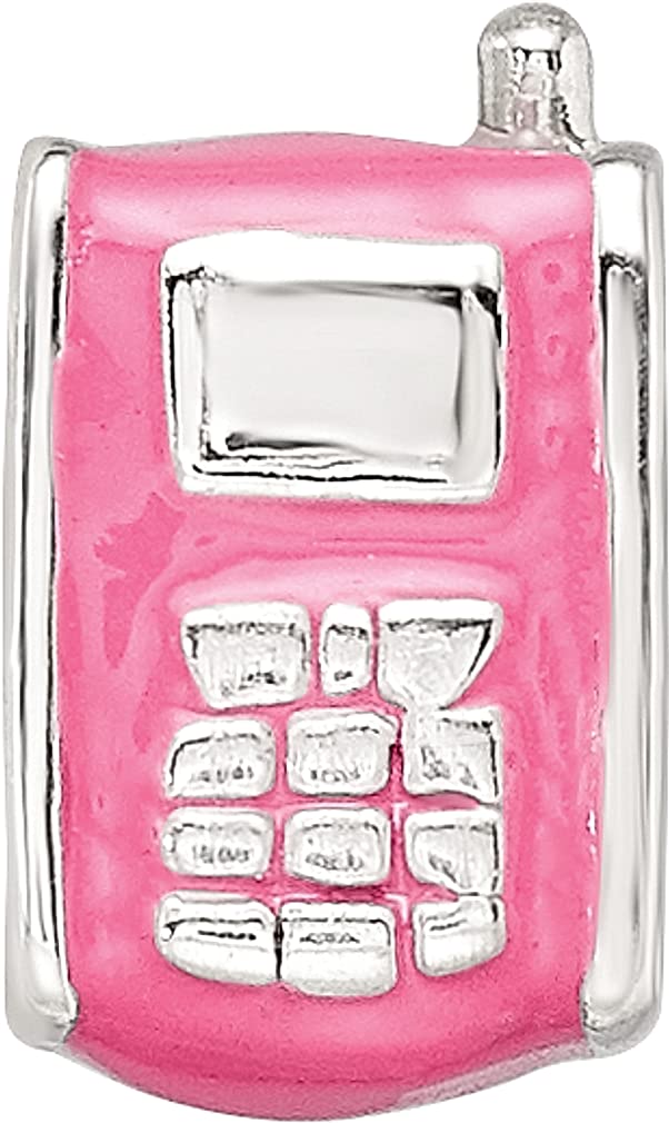 Srebro wysokiej próby 925 zawieszka do bransoletki dzieci emaliowany różowy koralik do telefonu komórkowego dziecięca linia elegancka biżuteria dla kobiet prezenty dla niej