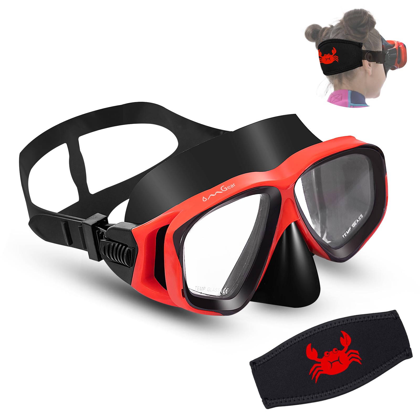 OMGear Goggles Kids Swimming Silicone Swim Mask Snorkeling Gear for Kids Tempered Glass Snorkel Goggles with Nose Cover Scuba Diving Goggles with Cute