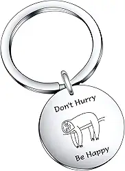 Chaveiro com pingente de preguiça animal, presente para amantes da preguiça, presente de Natal, Chaveiro Don't Hurry Be Happy, General