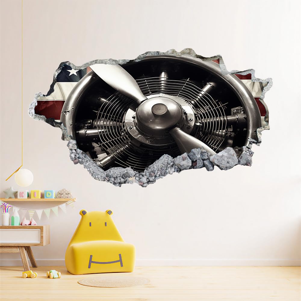Stickers Muraux 3D Avion Décoration Pépinière Bébé et Chambre de Garçon