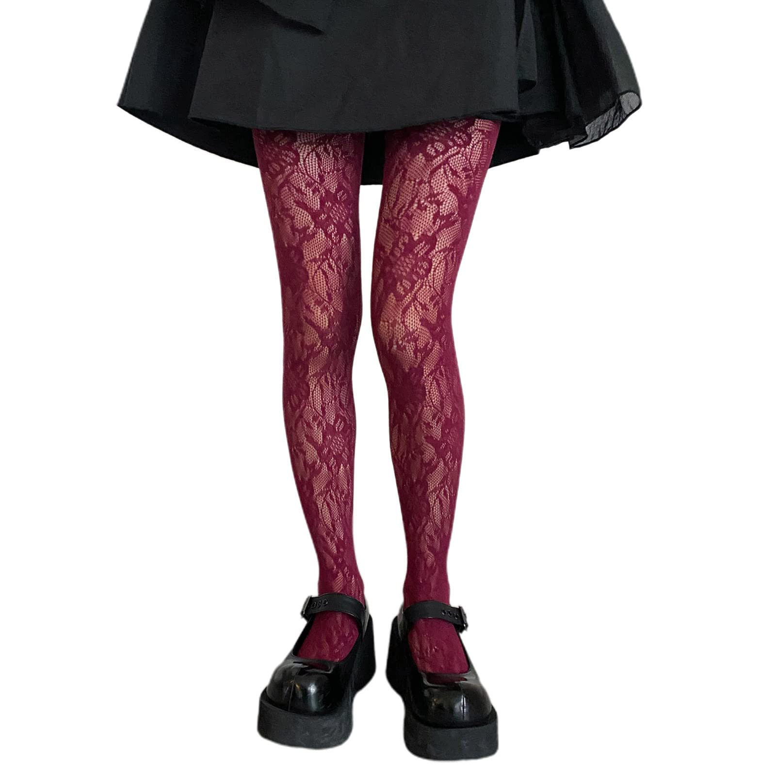 Kobeleen Women Fishnet Pantyhose Gothic Multicolor Floral Patterned Mesh Tights