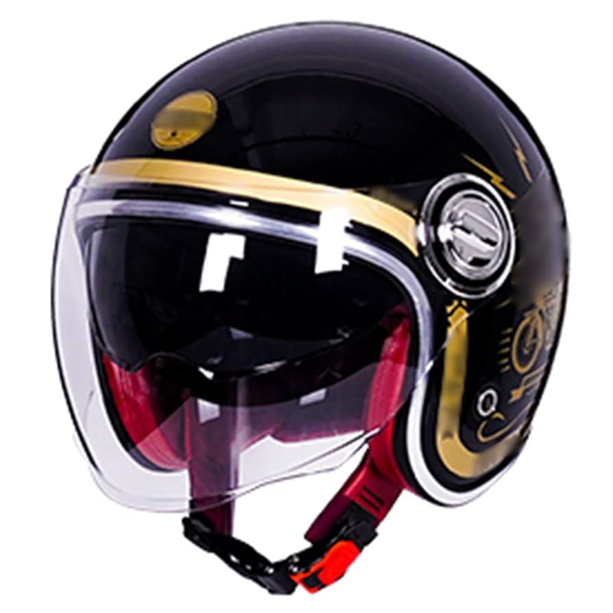 Motorcycle Helmet Retro 3/4 Open Face Half Helmet ECE Approved Vintage Scooter Street Touring Half Helmet With Visor Lightweight Motorcycle Crash Helmets For Adult Women Men D,M=57-58CM