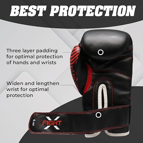 Miniatura 6 de FightX Guantes de boxeo para niños, 4 onzas, 6 onzas, guantes de boxeo de entrenamiento para niñas y niños, guantes de boxeo de boxeo MMA de cuero