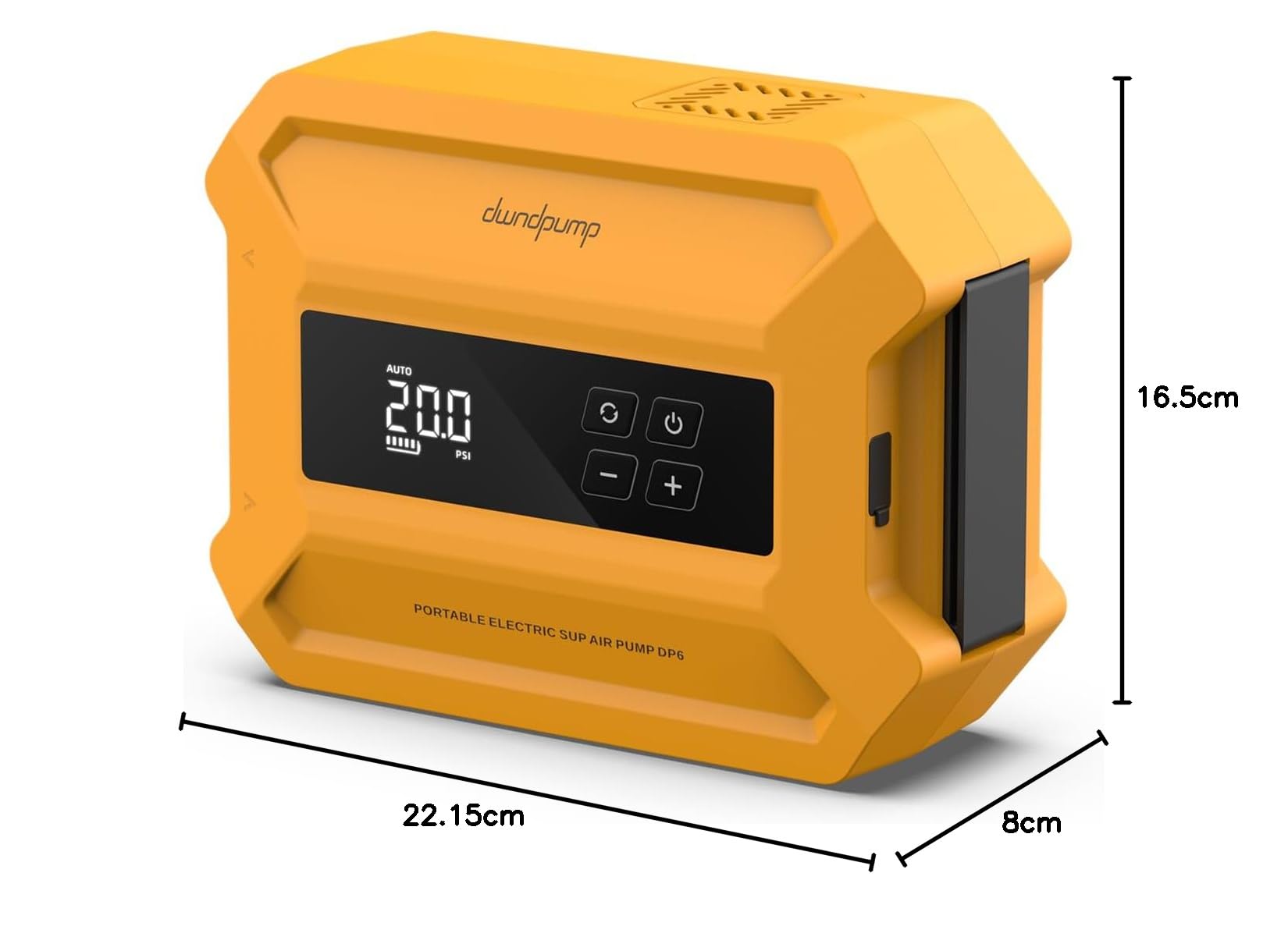 dwndpump Pompa SUP 20PSI Alta Pressione, Ricaricabile Elettrica, Funzione Intelligente di Sgonfiaggio a Doppio Stadio, Spegnimento Automatico, Display a LED, Portatile Elettrico Aria Pompa
