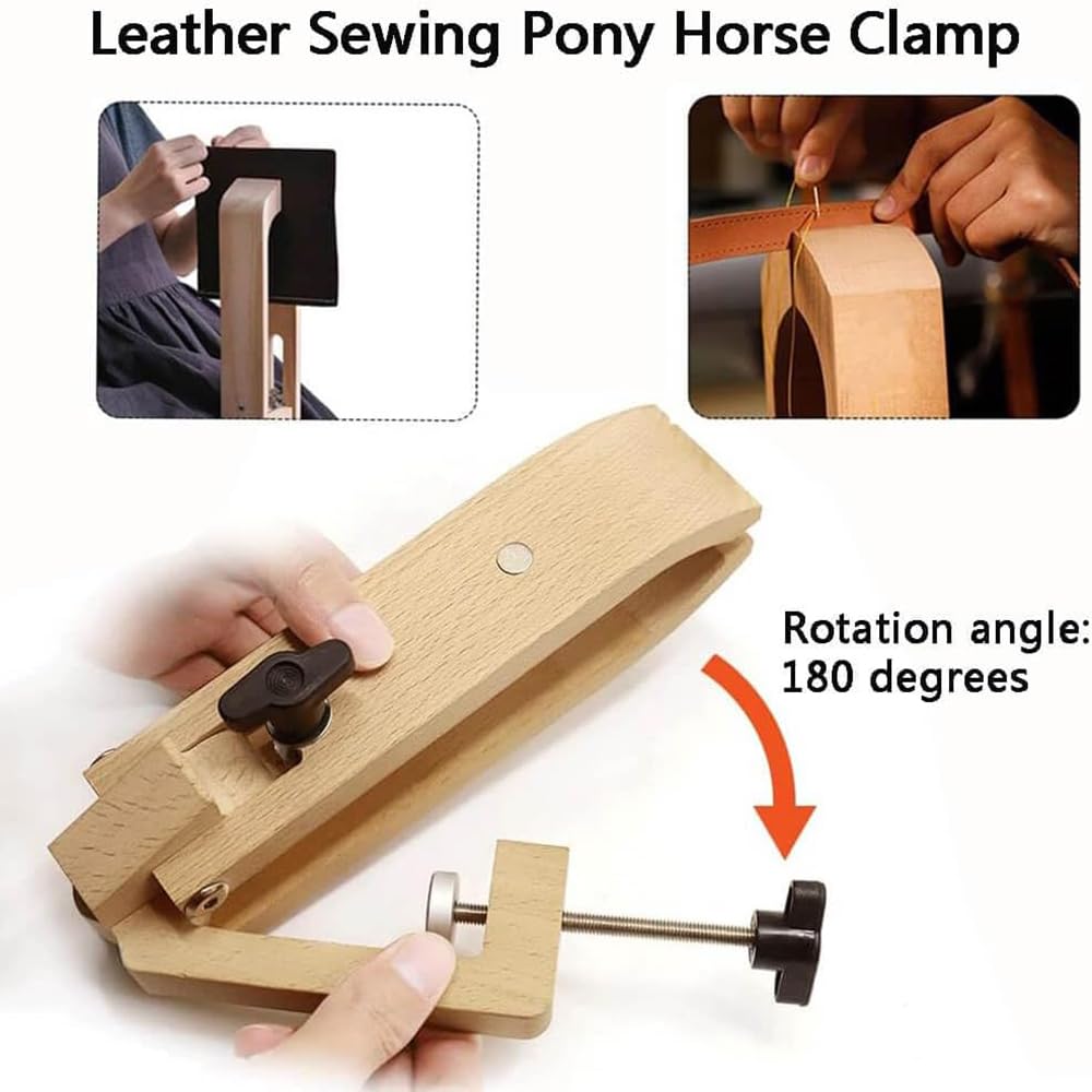 Pince à Cuir En Bois De Hêtre Avec Fixation Par Scratch - Pour Atelier De Maroquinerie DIY