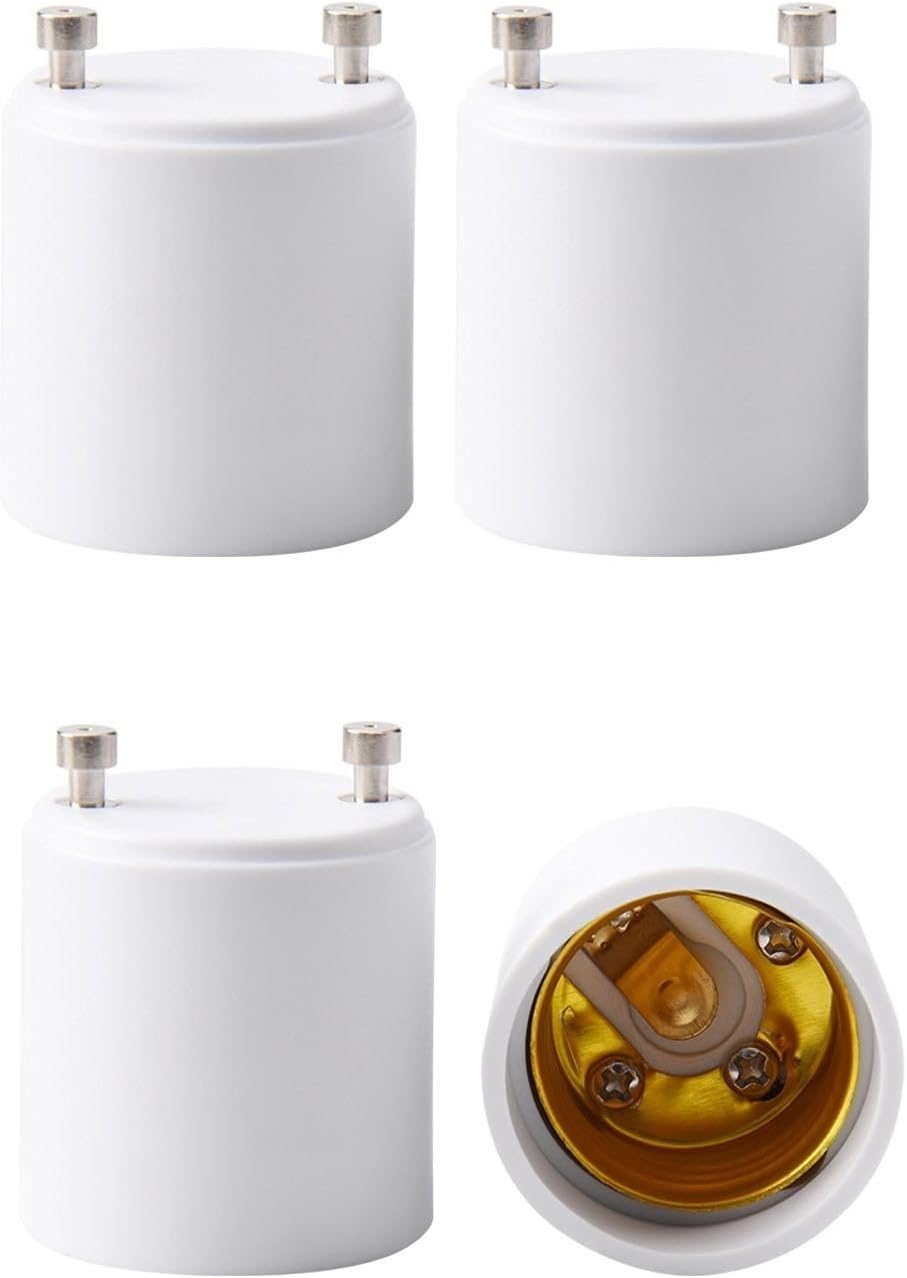 4 Pack JACKYLED GU24 to E26 E27 Adapter, Heat Resistant Up to 392℉ Fire Resistant Converts GU24 Bi-Pin Based Fixture to E26 E27 Standard Screw-in Socket