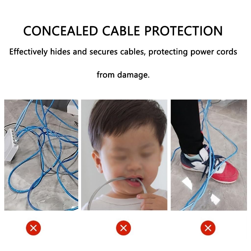 Cable Coverfloor, Línea De Seguridad Amarilla, Ocultar, Almacenar El Protector De Cable De Alimentación De Suelo, Incluye Cinta Adhesiva De Doble Cara Acrílica(2m)
