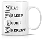 Retreez Funny Mug - Eat Sleep Code Repeat Programmer Software Engineer 11 Oz Ceramic Coffee Mugs - Funny, Sarcasm, Sarcastic, Inspirational birthday gifts for friends, coworkers, siblings, dad, mom.