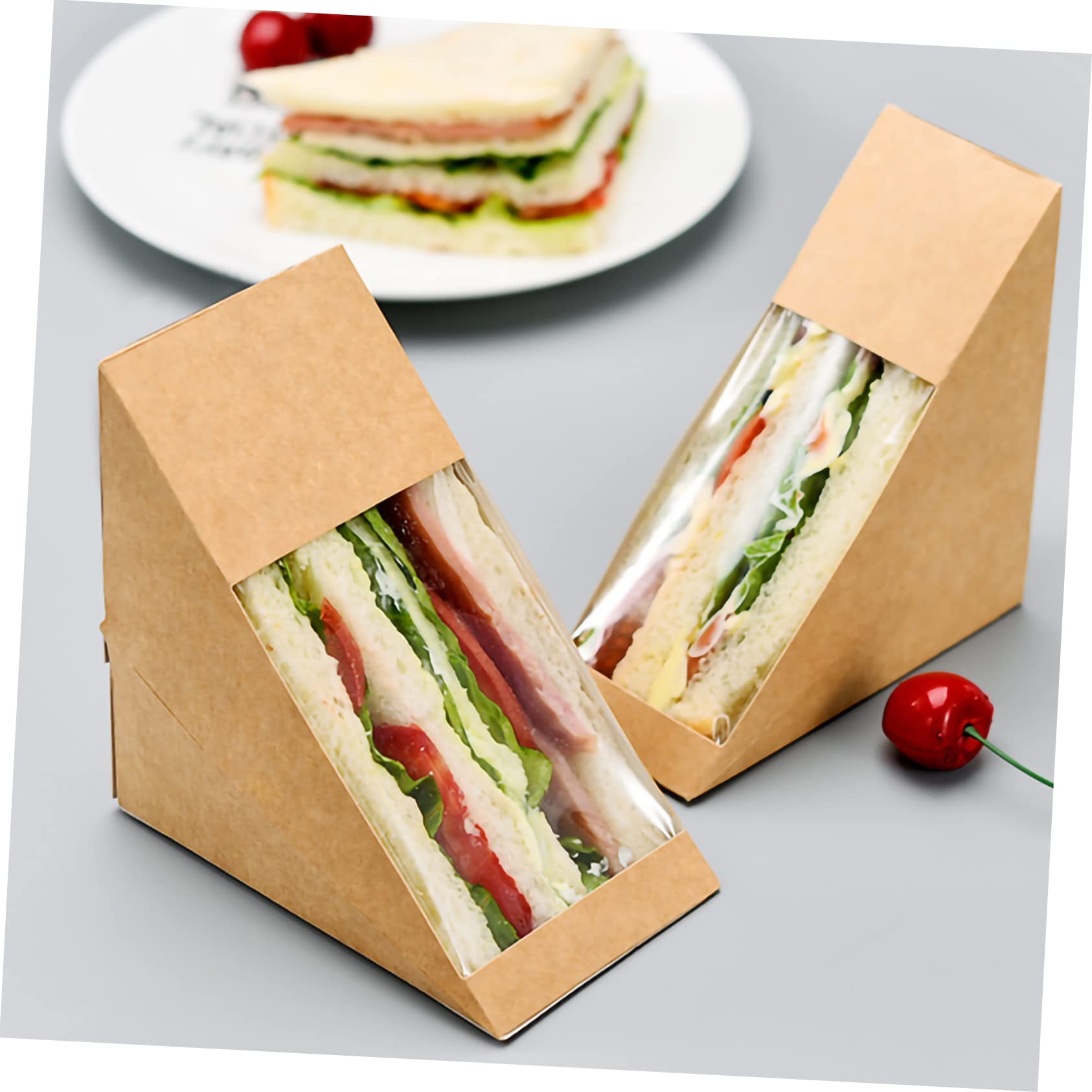SOLUSTRE 100pezzi Scatola Per Imballaggio Da Forno in Carta Kraft Scatola Da Asporto Finestra Trasparente Per Panini e Torte