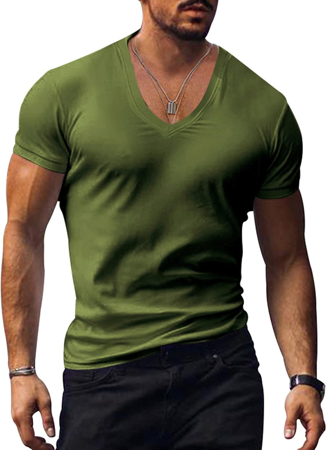 Muscle Men’s V Neck Shirts Casual Short Sleeve Gym Athletic T Shirt Fashion Tee Top Workout Bodybuilding Shirts