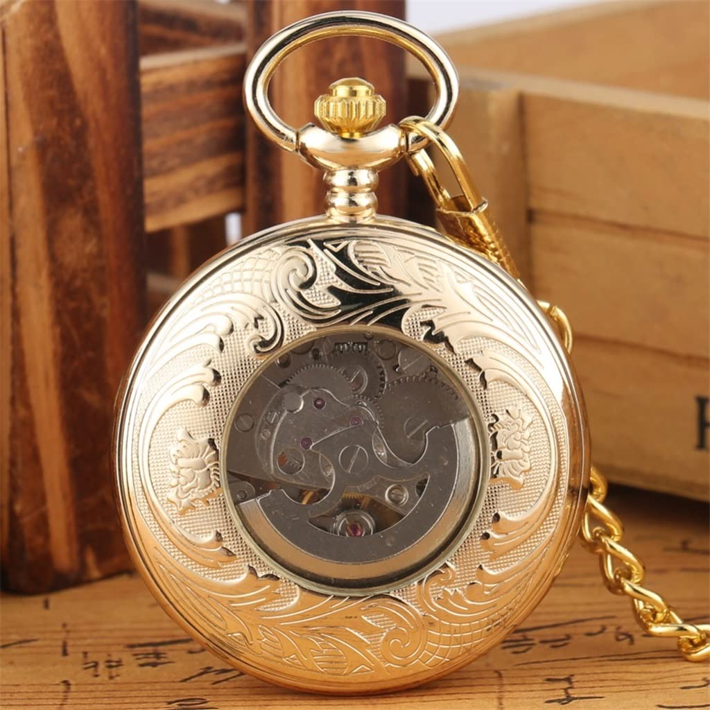 Automatyczny mechaniczny zegarek kieszonkowy Steampunk Samonakręcający się łańcuszek Zegarek kieszonkowy w stylu retro Zegarek kieszonkowy w stylu retro (kolor: A, rozmiar: 4,5 cm) (4,5 cm)