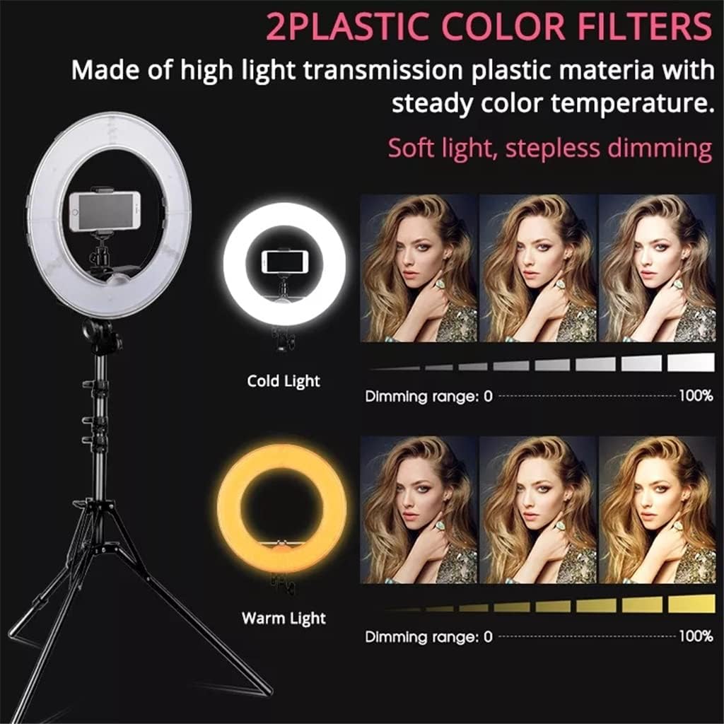 LED Light 14 Inch Dimmable Ringlight with Tripod Phone Holder for Studio Lamp Photography Photo Makeup