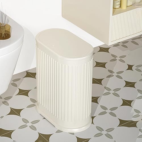 Miniatura 8 de Cubo de basura de 1.6 galones con tapa, cubo de basura pequeño para baño, cubo de basura delgado con cubo interior, contenedor de basura con tapa