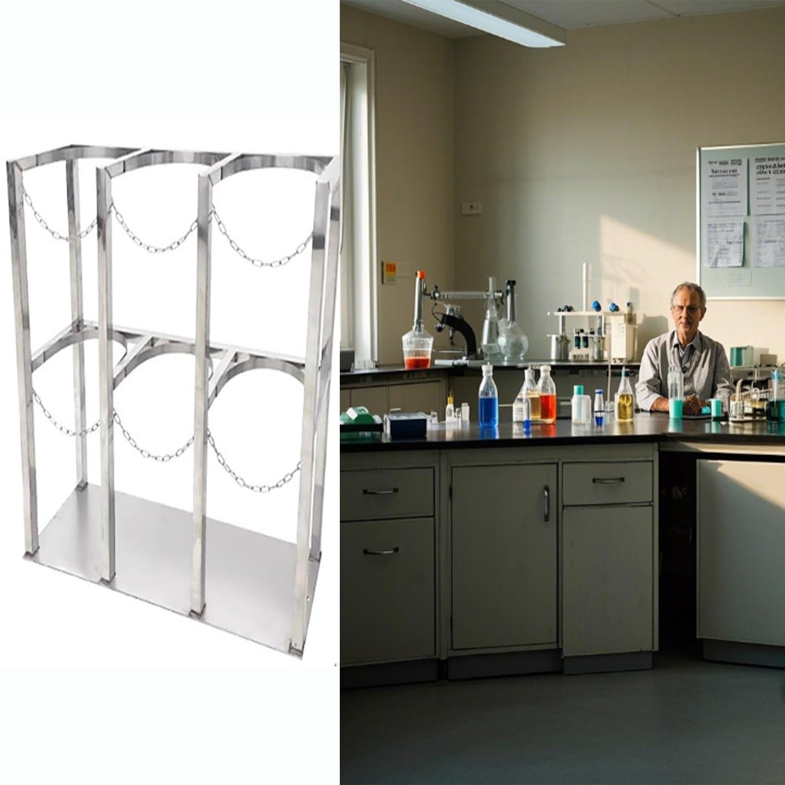 WQPMNYG Floor-Standing Oxygen Tank Storage Rack - Universal Cylinder Stand for Propane & Oxygen Tanks - Durable & Stable Trolley