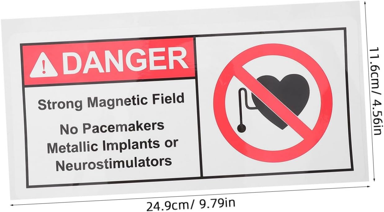 PRETYZOOM Magnetic Field Sticker Caution No Sign Self-adhesive Safety Decal for Hospitals