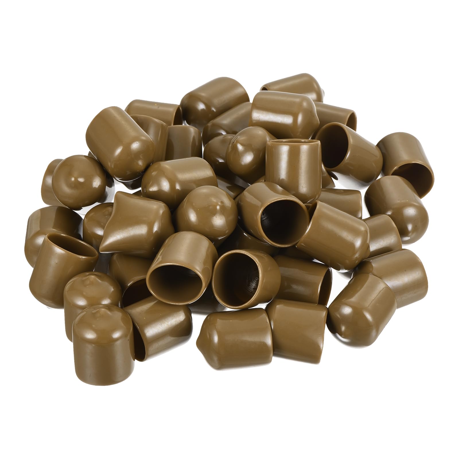 uxcell 100pcs Rubber End Caps 17mm ID Vinyl PVC Round Tube Bolt Cap Cover Screw Thread Protectors Light Brown