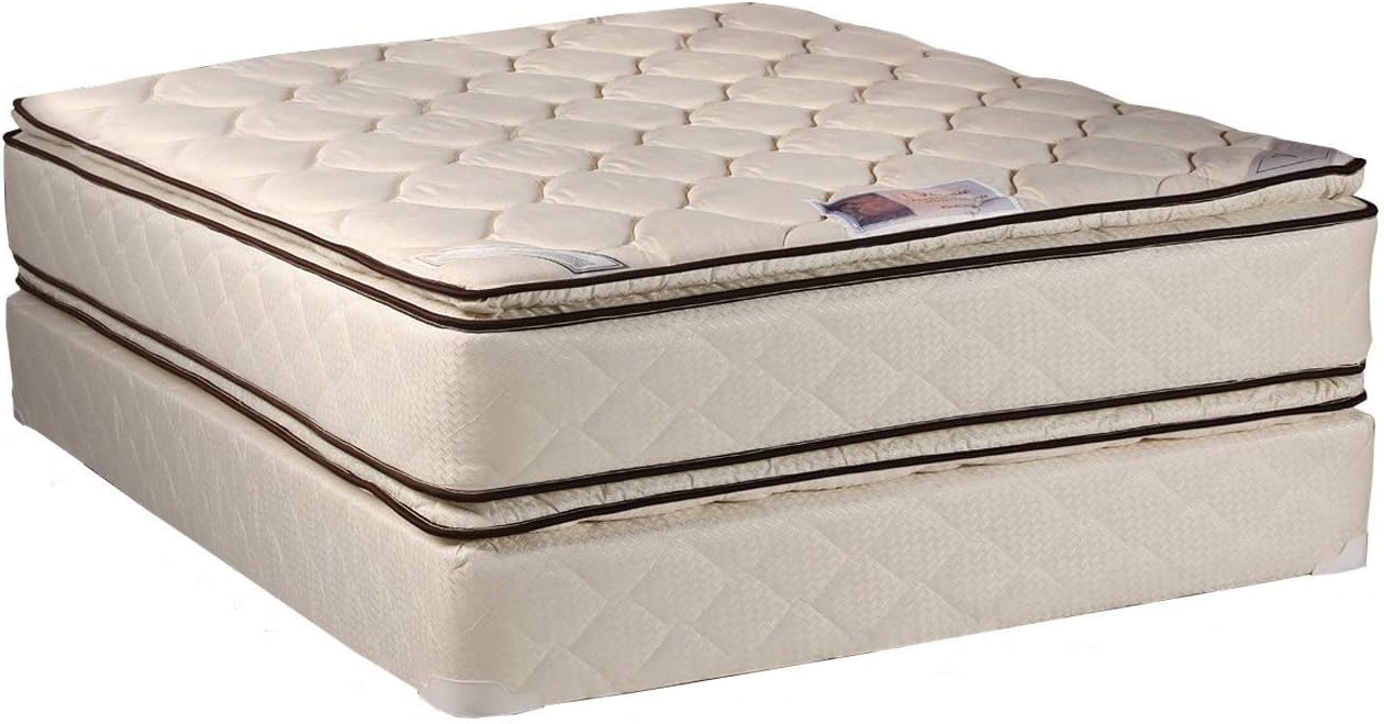 Dream Solutions USA Coil Comfort Pillowtop King Size (76"x80"x11") Mattress and Box Spring Set - Fully Assembled, Good for Your Back, Orthopedic, Longlasting