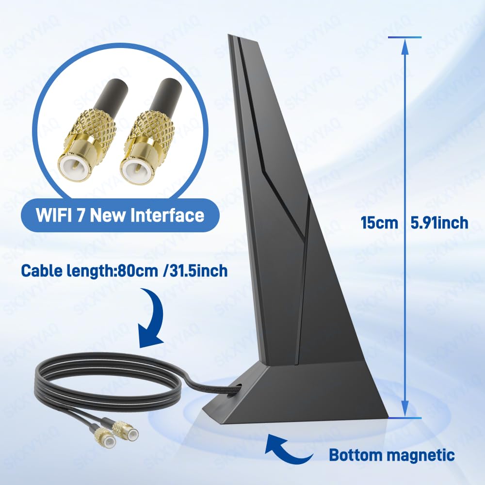 Antena WiFi 7 con base magnética con nueva interfaz para MSI X870 Series Wi-Fi 7 Motherboard PC Desktop Computer Antenas Negro