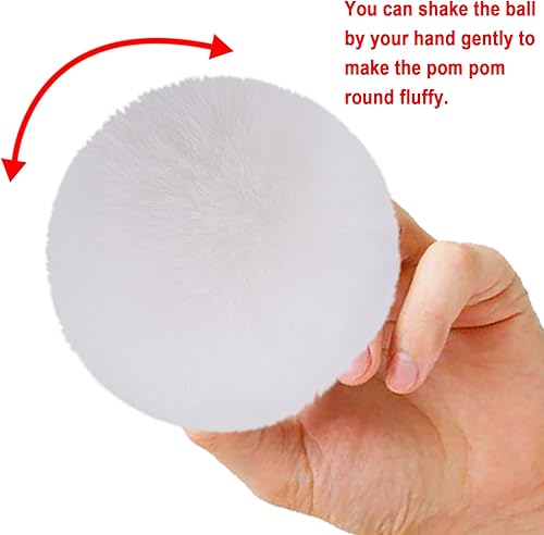Miniatura 10 de BQTQ 30 bolas esponjosas de piel sintética con lazo elástico, pompón de piel sintética de conejo para sombreros, zapatos, bufandas, guantes, bolsas,