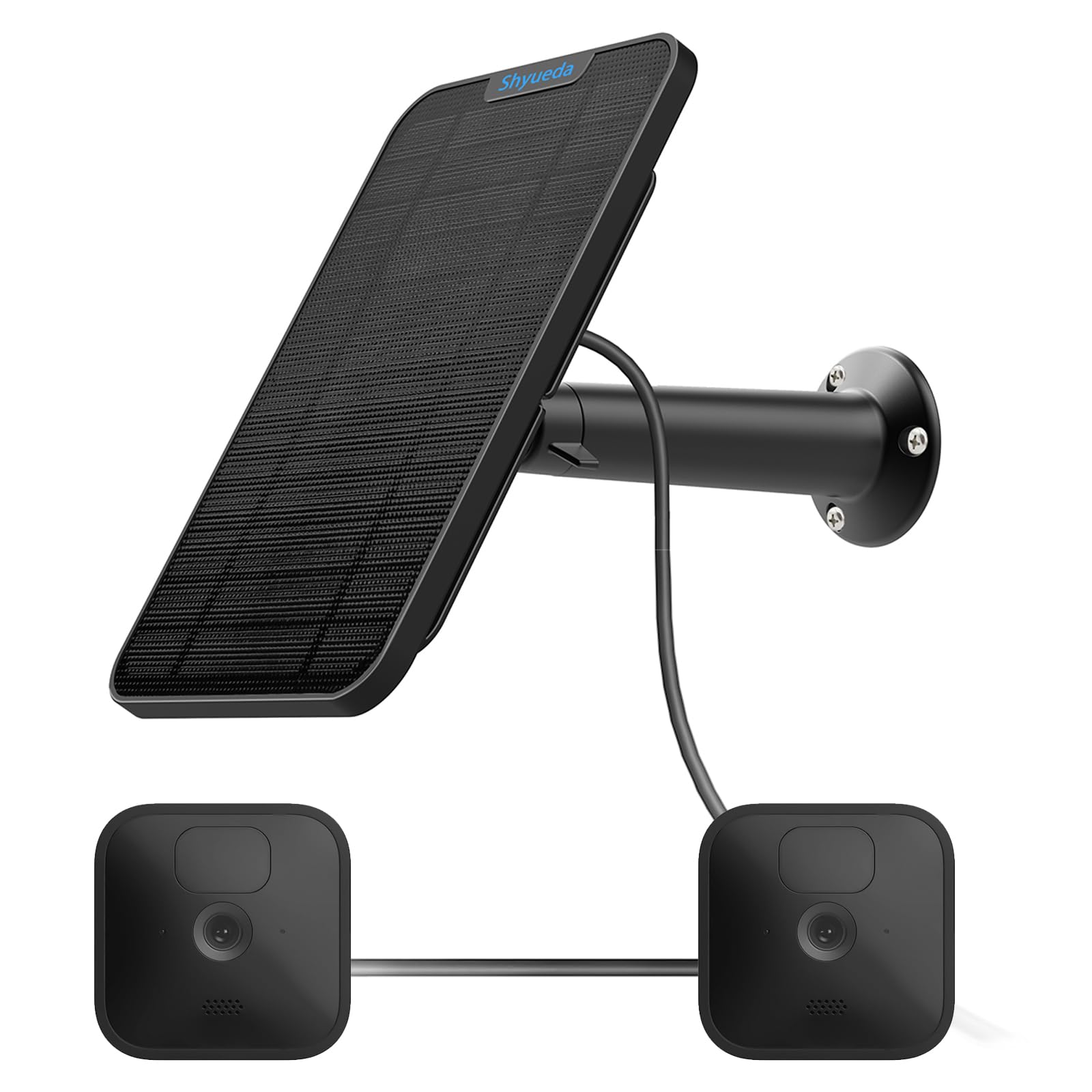 Solar Panel Charging Power Compatible with Blink New Outdoor(3rd Gen)/xt xt2 Camera, with 13.1ft Waterproof Charging Cable and 13.ft/4m Waterproof Cable Work for 2 pcs Blink Camera