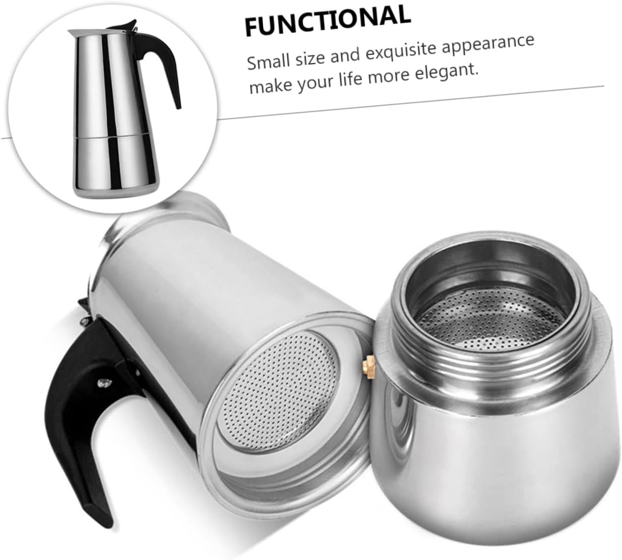 Portable Electric Coffee Pot 12 Cup Capacity Aluminum Body Stovetop Espresso Maker Mocha Coffee Pot Cool Handle